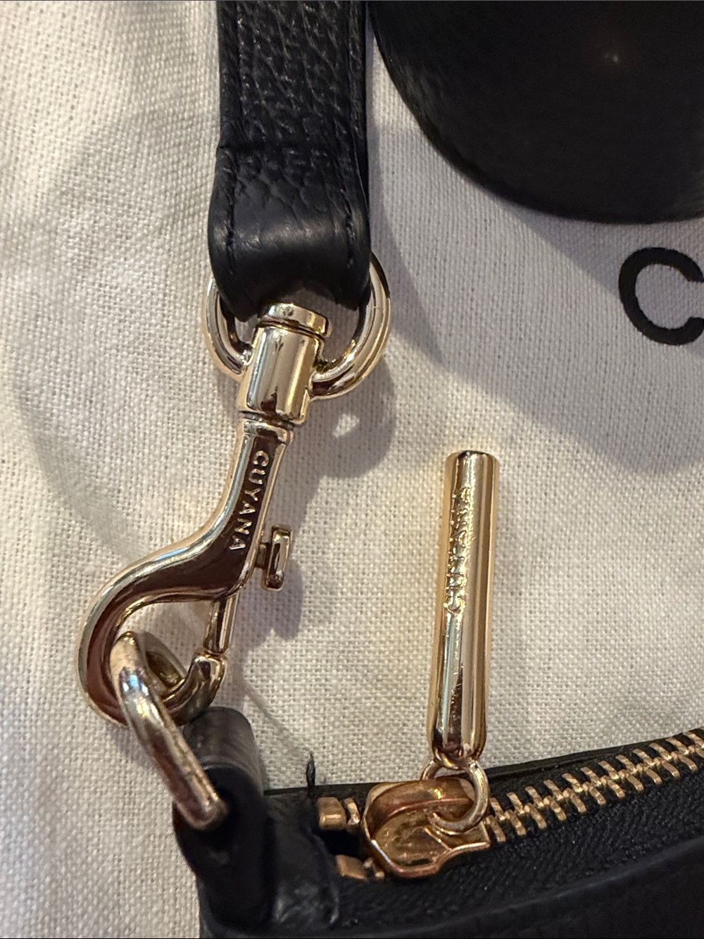 Cuyana Black Pebbled Leather Crossbody with Gold Hardware - Picture 2 of 9